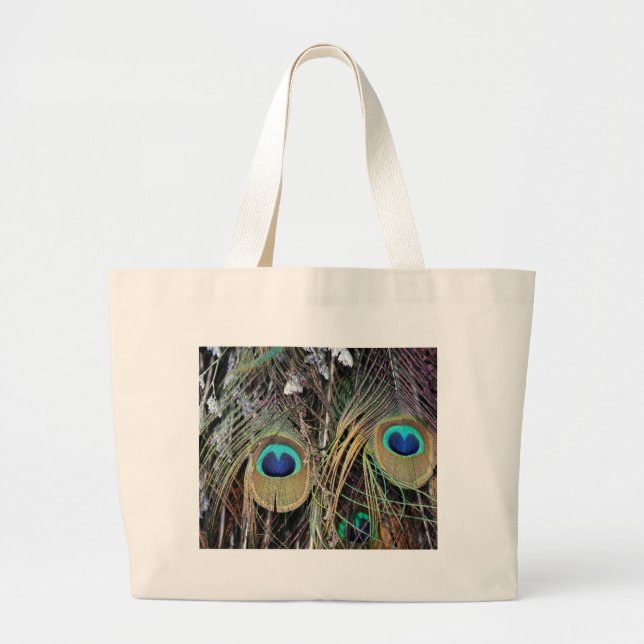 Bolsa Tote Grande Saco da pena do pavão (Frente)