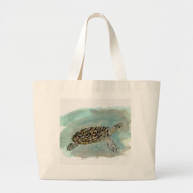 Bolsa Tote Grande Saco da tartaruga de mar de Hawksbill (Frente)