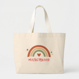 Bolsa Tote Grande Saco de Algodão Boho Arco-Íris Maternidade Nome Pe