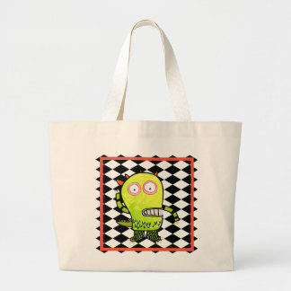 BOLSA TOTE GRANDE SACO DE ALGODÃO COM DESIGN DE MONSTER FELIZ