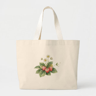 Bolsa Tote Grande Saco de Aquarela de Morango Estética Cottagecore