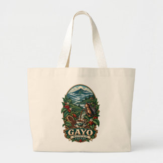 Bolsa Tote Grande Saco de arte indonésio vintage de café da montanha