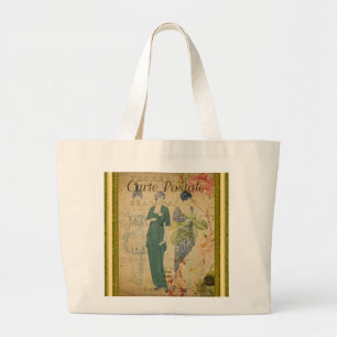 Bolsa Tote Grande Saco de Cartão Postal Francês