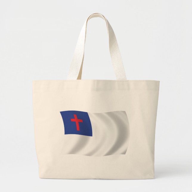Bolsa Tote Grande Saco de Compras com a Bandeira da Religião Cristã (Frente)