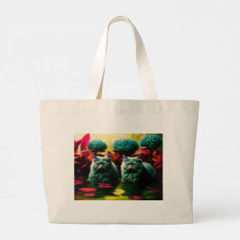 Bolsa Tote Grande Saco de Compras com Ilustração de Gato