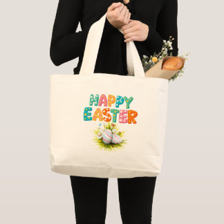 Bolsa Tote Grande Saco de compras da Páscoa Feliz