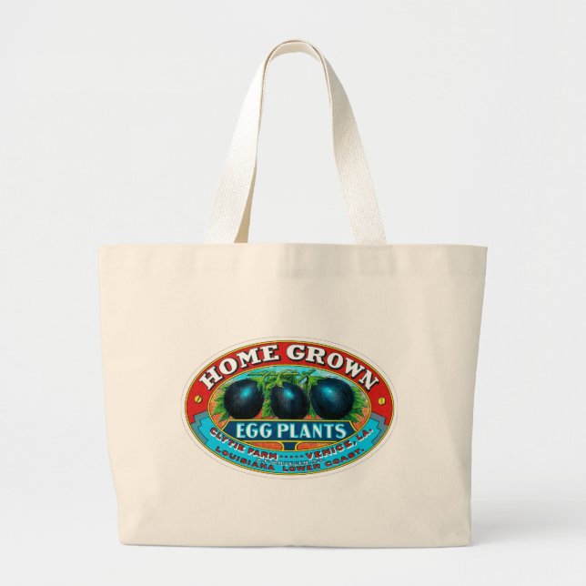 Bolsa Tote Grande Saco de Compras de Berinjelas Caseiras (Frente)