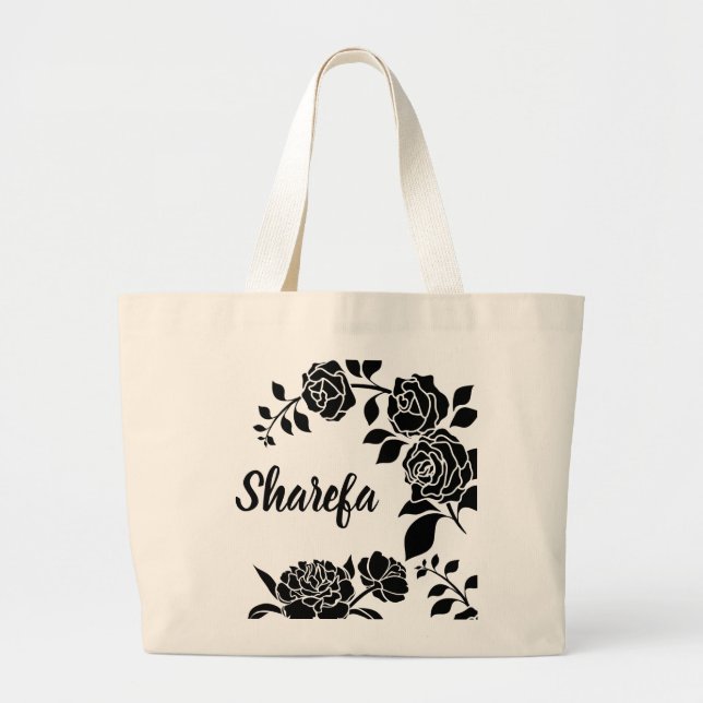 Bolsa Tote Grande Saco de Compras de Rosas Trepadeiras Elegantes (Frente)