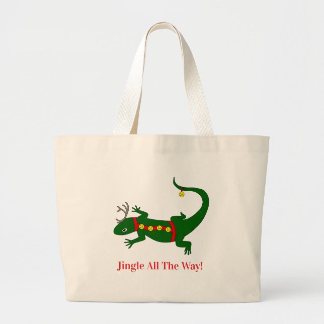 Bolsa Tote Grande Saco de Compras do Lagarto de Natal (Frente)