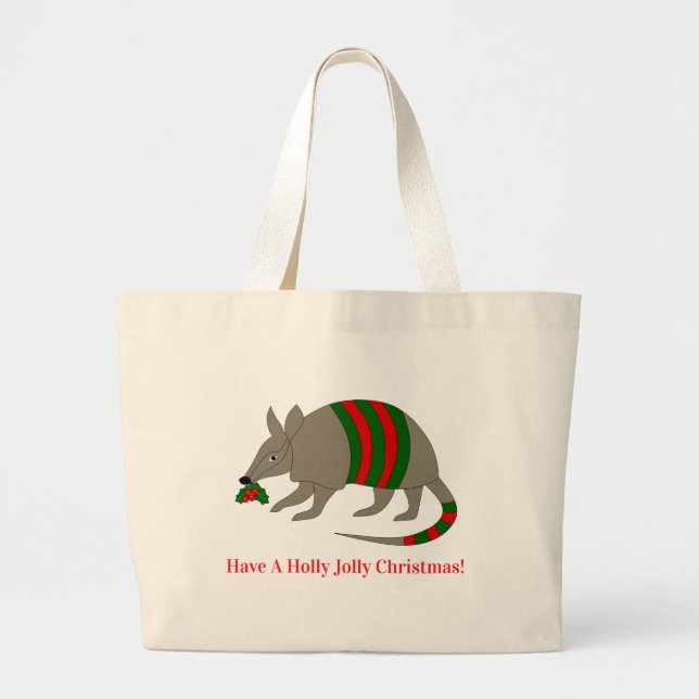 Bolsa Tote Grande Saco de Compras do Tatu de Natal (Frente)