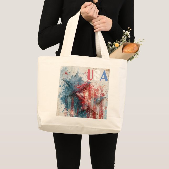 Bolsa Tote Grande Saco de Compras EUA (Frente (produto))