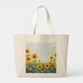 Bolsa Tote Grande Saco de Compras Girassol