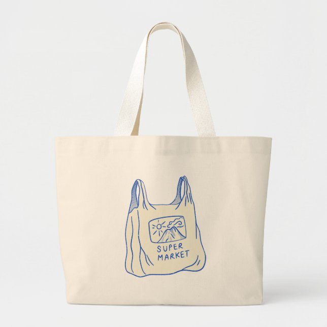 Bolsa Tote Grande Saco de Compras Reutilizável Supermercado (Frente)