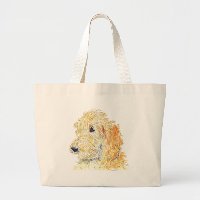 Bolsa Tote Grande Saco de creme de Labradoodle #2 (Frente)