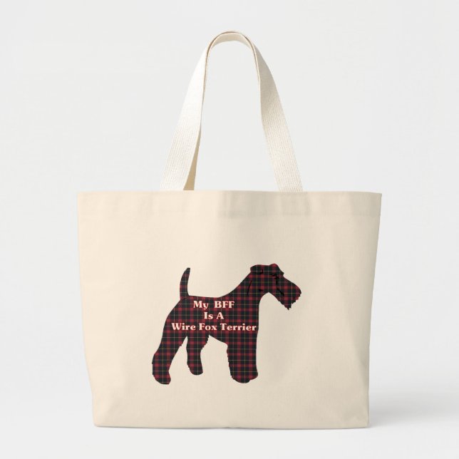 Bolsa Tote Grande Saco de ferramentas BFF de Fox Terrier com fio (Frente)
