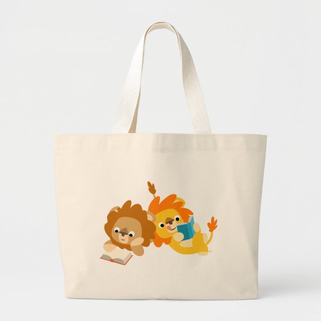 Bolsa Tote Grande Saco de Leitores de Leitões de Cartoon (Frente)