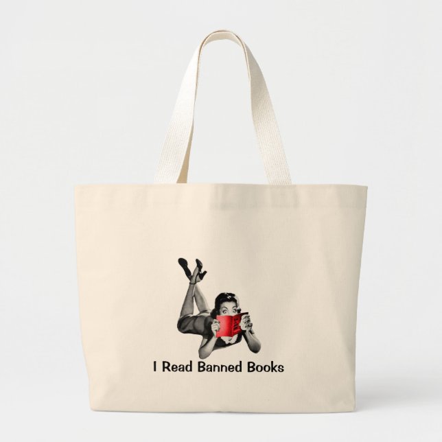 Bolsa Tote Grande Saco de livro eu li livros proibidos (Frente)