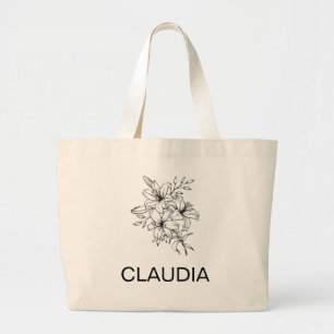 Bolsa Tote Grande Saco de Lona Personalizado Flor do Nascimento, Sol