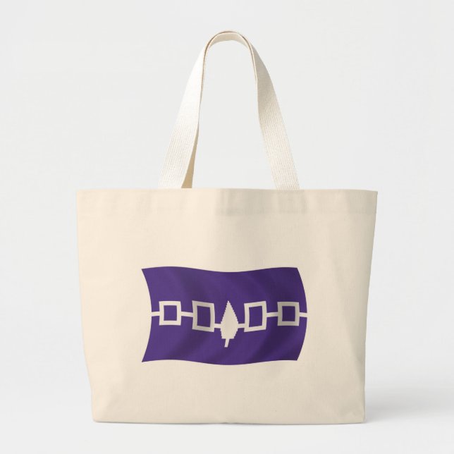 Bolsa Tote Grande Saco de mão com a bandeira da Confederação Iroques (Frente)