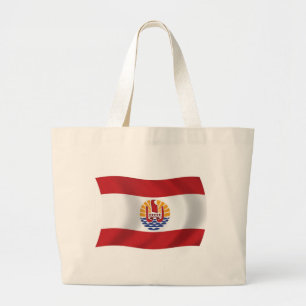Bolsa Tote Grande Saco de mão com a bandeira da Polinésia Francesa