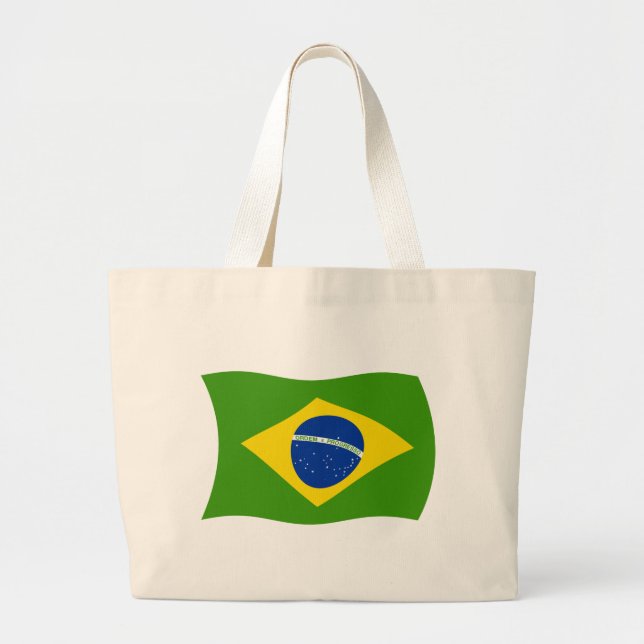 Bolsa Tote Grande Saco de mão com a bandeira do Brasil (Frente)