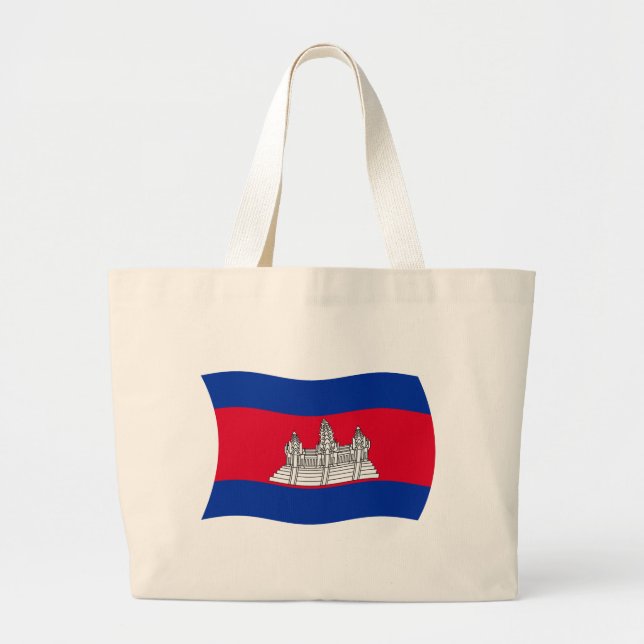 Bolsa Tote Grande Saco de mão com a bandeira do Camboja (Frente)