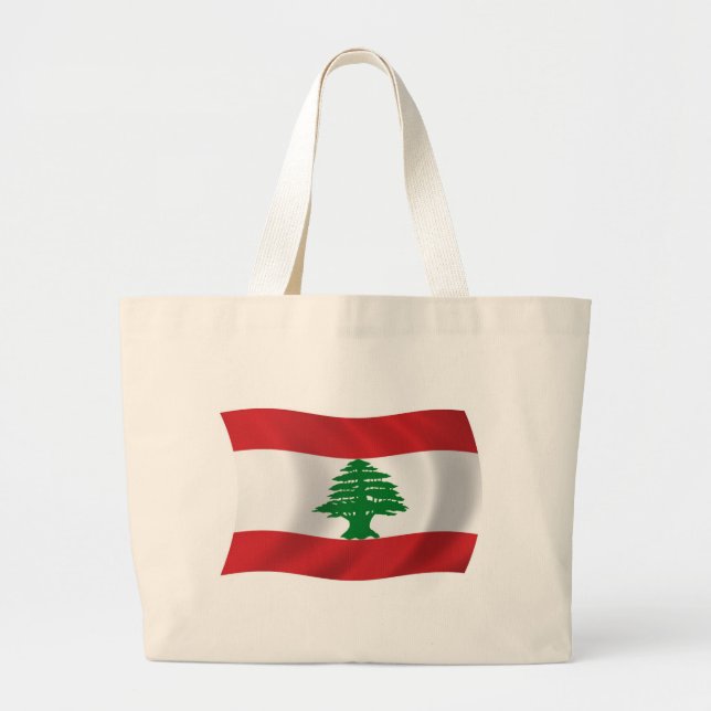 Bolsa Tote Grande Saco de mão com a bandeira do Líbano (Frente)