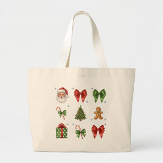 Bolsa Tote Grande Saco de mão com colagem de Natal vintage