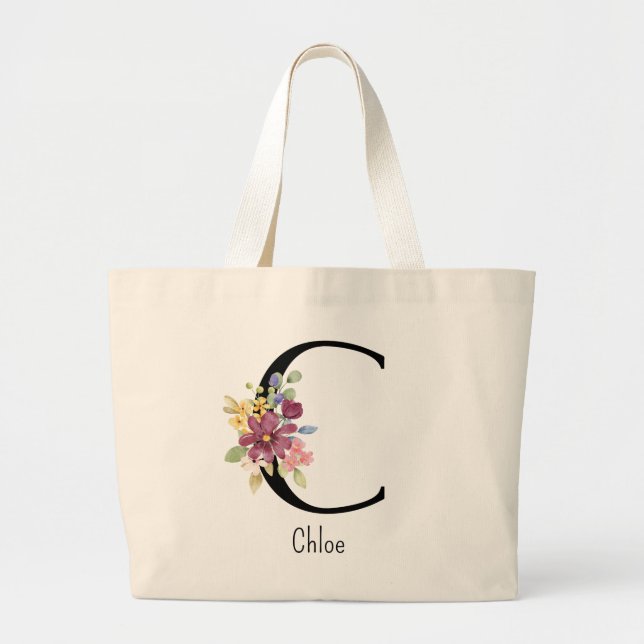 Bolsa Tote Grande Saco de mão com presente para madrinha com flor se (Frente)