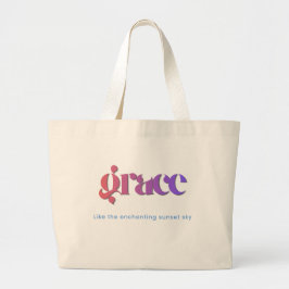 Bolsa Tote Grande Saco de mão com tipografia gradiente de pôr do sol
