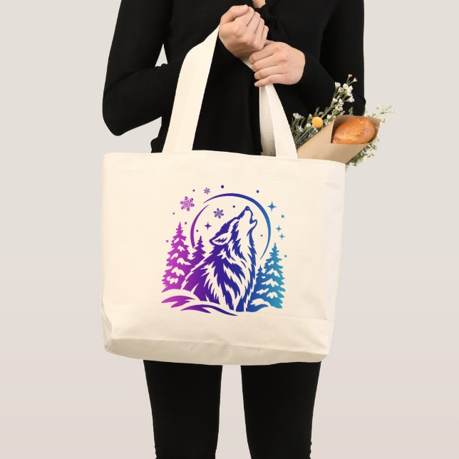 Bolsa Tote Grande Saco de mão com um lobo (Frente (produto))