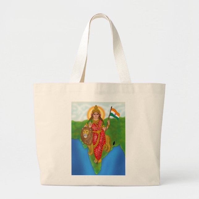 Bolsa Tote Grande Saco de mão da Deusa Bharat Mata (Frente)