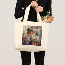 Bolsa Tote Grande Saco de Mão da Pintora Menina Caprichosa