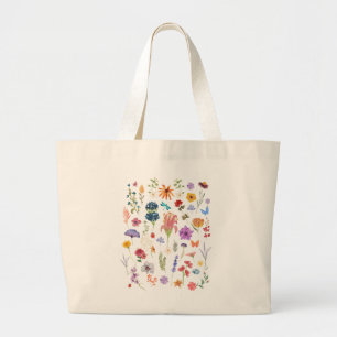Bolsa Tote Grande Saco de mão de flores silvestres Leve floral rús