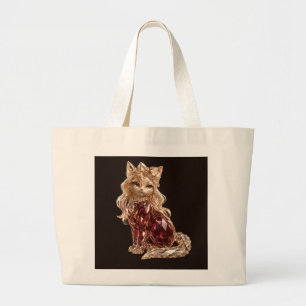 Bolsa Tote Grande Saco de mão de gato fofo com cristal cintilante Lu