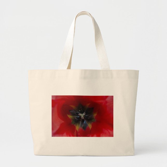 Bolsa Tote Grande Saco de mão flor vermelha (Frente)