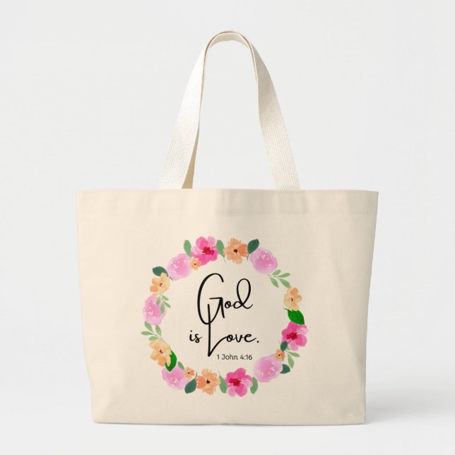 Bolsa Tote Grande Saco de Mão Jumbo Deus é Amor (Frente)