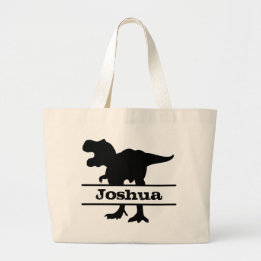 Bolsa Tote Grande Saco de mão personalizado com nome de dinossauro