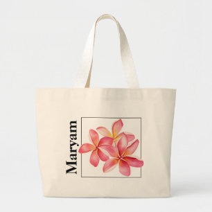 Bolsa Tote Grande Saco de Mão Personalizado Elegante com Aquarela Fl