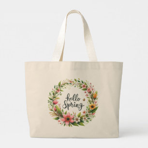Bolsa Tote Grande Saco de mão - Saco de mão com grinalda floral de p
