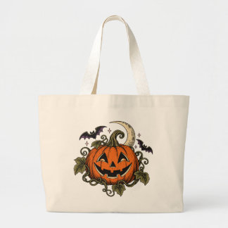 Bolsa Tote Grande Saco de mão Vintage Jack-o-Lantern de Halloween