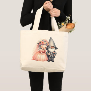 Bolsa Tote Grande Saco de Presente de Casamento de Gnomo de Jardim C