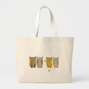 Bolsa Tote Grande Saco de Tote Bonito - 4 Corujas Douradas