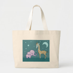 Bolsa Tote Grande Saco de Tote Bonito com Elefante e Girafa