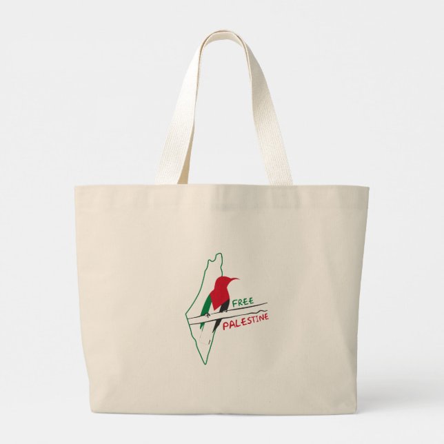 Bolsa Tote Grande Saco de tote cardíaco da Palestina (Verso)