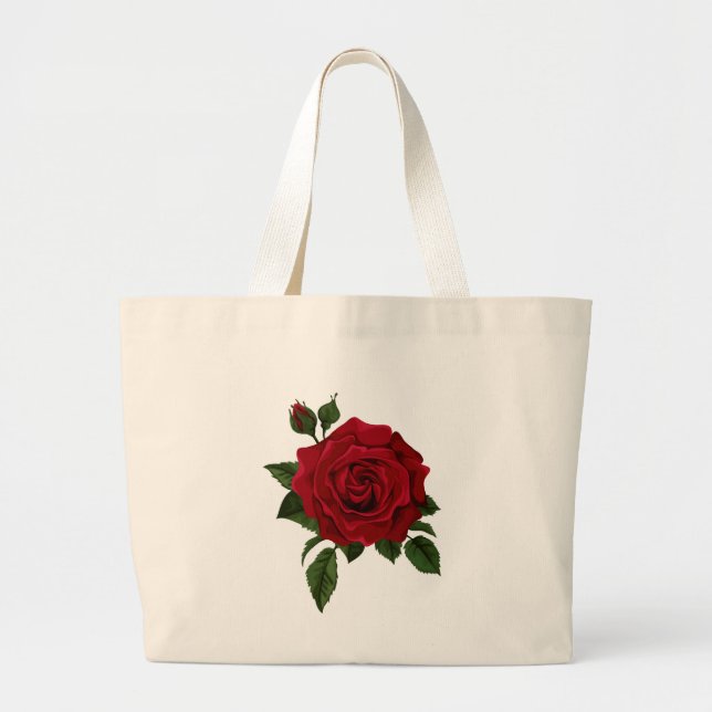 Bolsa Tote Grande Saco de Tote com rosa vermelha (Frente)