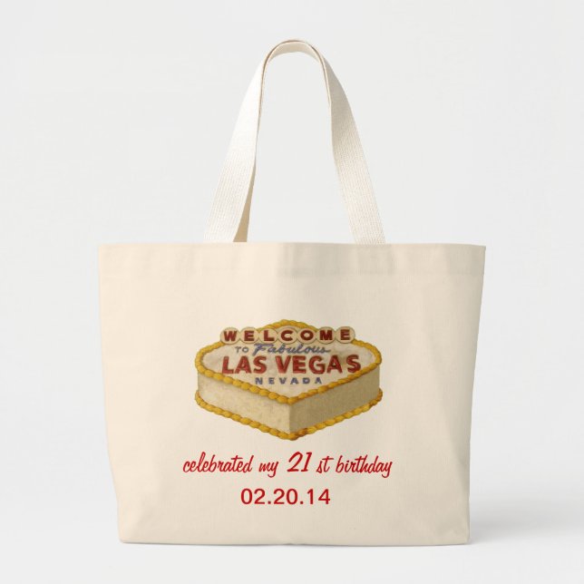 Bolsa Tote Grande Saco de Tote de aniversário de 21 anos em Las Vega (Frente)