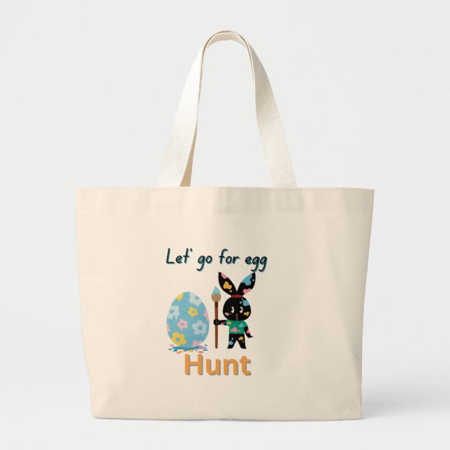 Bolsa Tote Grande Saco de Tote de Coelhinho de Páscoa personalizável (Frente)