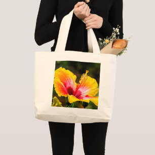 Bolsa Tote Grande Saco de Tote de Flor de Hibiscus Amarelo