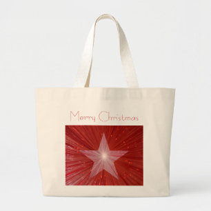 Bolsa Tote Grande Saco de tote "Feliz Natal" da Estrela Vermelha
